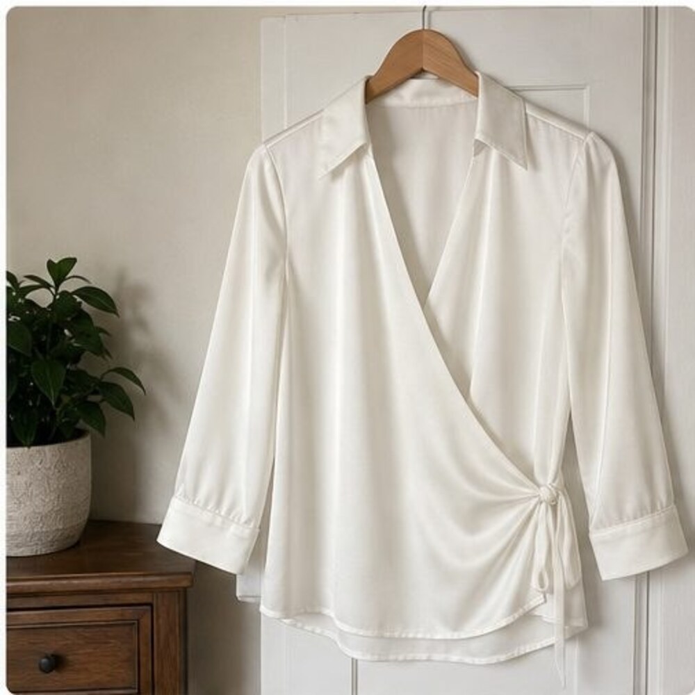 Ivory Wrap Blouse